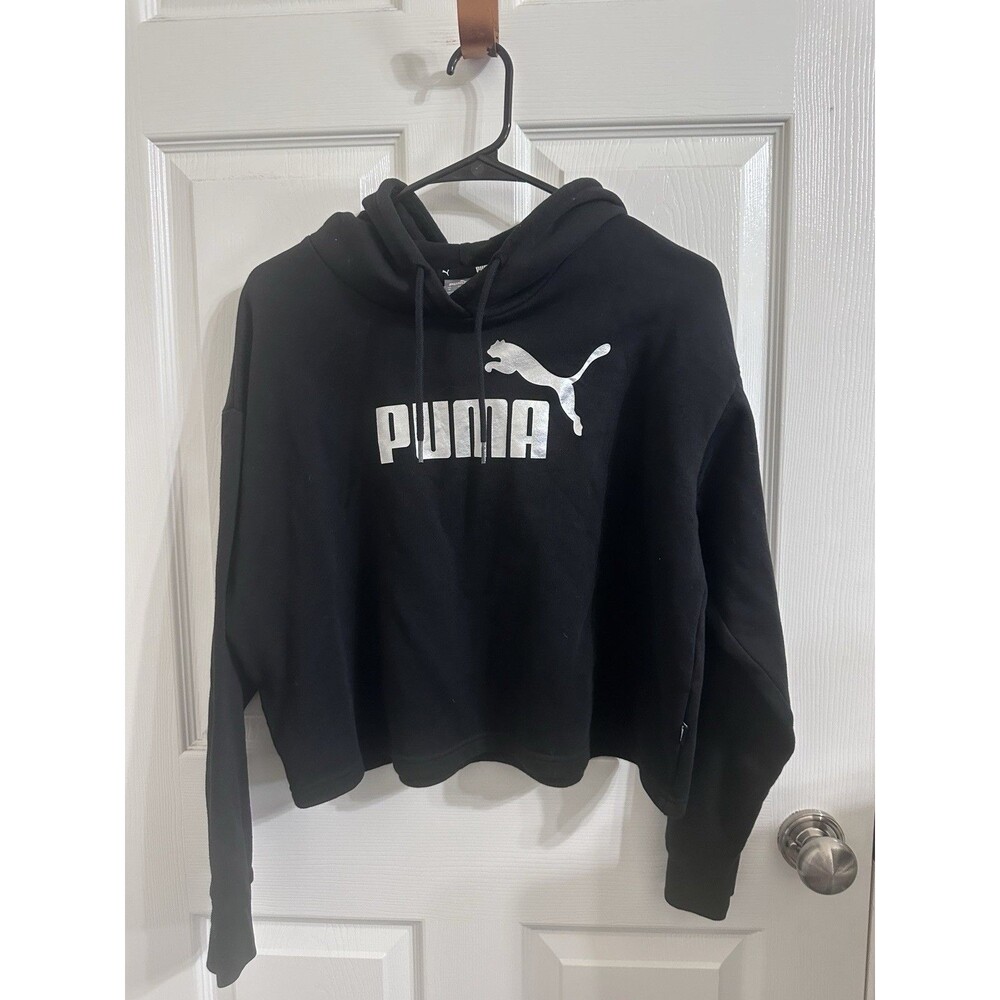 Puma Cropped Black Hoodie Womens Medium